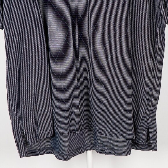 Tasso Elba Golf Polo Shirt XL Black White Striped Diamond Long Mercerized Cotton - Picture 5 of 7